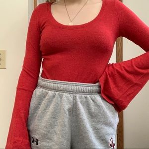 Hollister Red Bell Sleeve Top